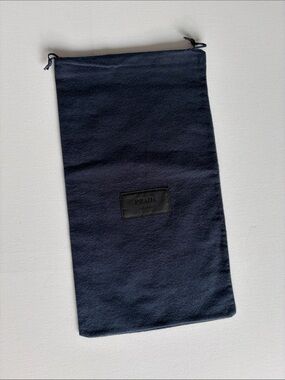 Prada Navy Drawstring Pouch with Logo Patch
